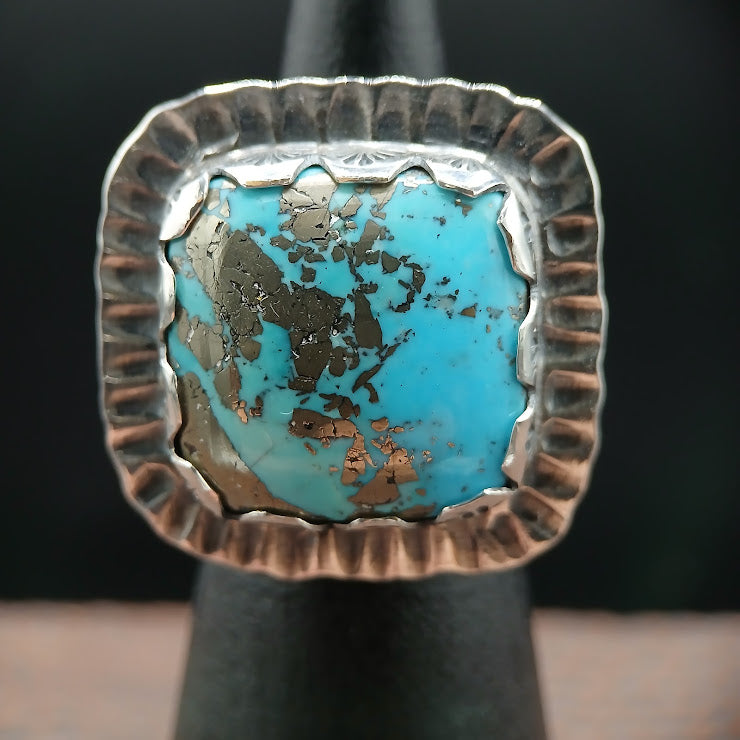 The Hardscrabble — Natural Turquoise & Pyrite Statement Ring