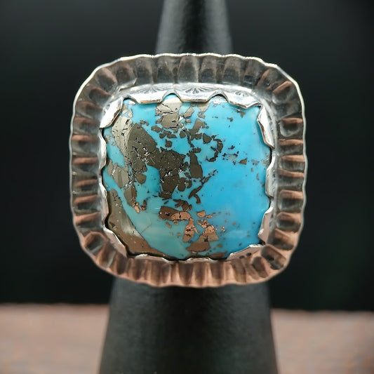 The Hardscrabble — Natural Turquoise & Pyrite Statement Ring