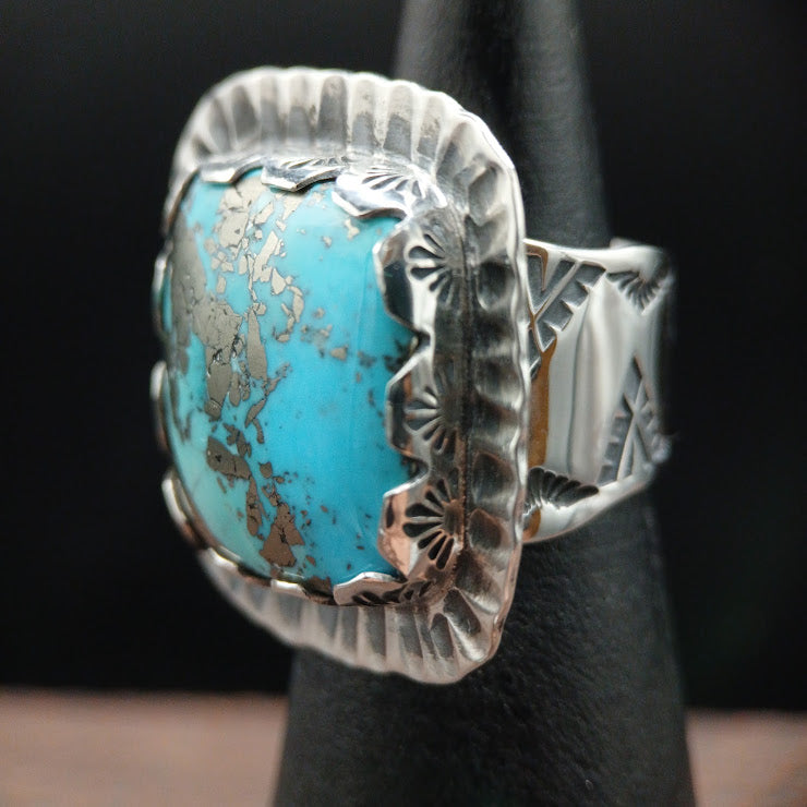 The Hardscrabble — Natural Turquoise & Pyrite Statement Ring