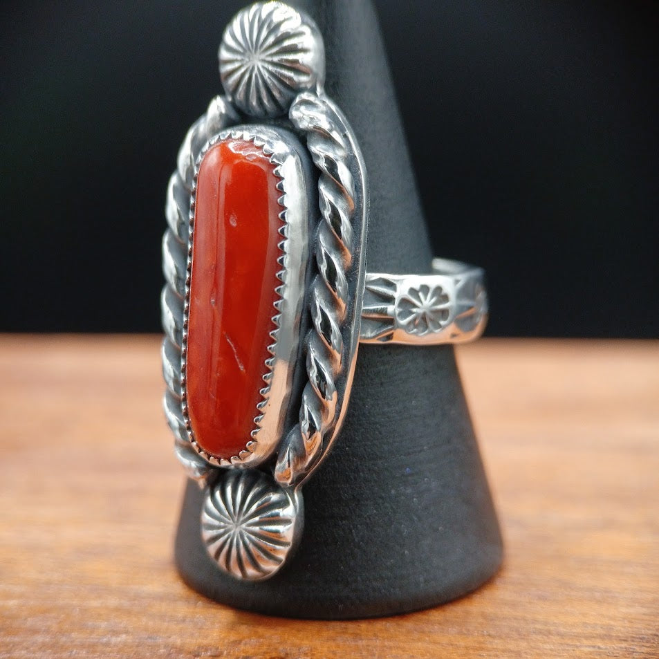 The Cardinal — back interior, hallmark, wood surface, RW Sterling stamps readable